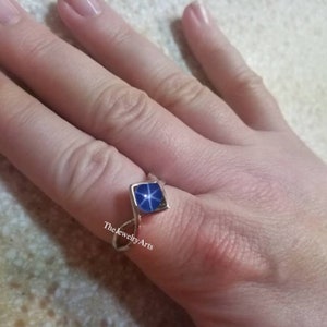 Sapphire Ring Sterling Silver 925 Blue Star Sapphire Ring Silver Lindy Star Ring