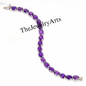 Engagement Bracelet, Alexandrite Bracelet, Color Changing Gemstone Sterling Silver Bracelet, June Birthstone Bracelet, Women Tennis Bracelet