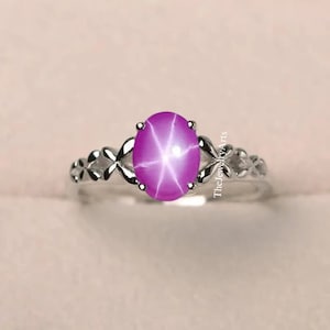 Weddings Ring Pink Star Ruby Ring 925 Sterling Silver Ruby Lindy Star Ring 6 Ray Star Ring Handmade Ring Gemstone Ring July Birthstone Ring
