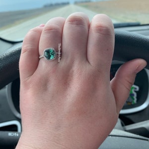 Ocean Teal Sapphire Ring, Cushion Cut Teal Sapphire Ring, 925 Sterling Silver Ring, Sapphire Engagement Ring, Lab Grown Teal Sapphire Ring