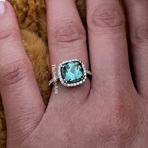 Smaragd Verlobungsring Silber Zierliche Mai Birthstone Grün Edelstein Einzigartige Sterling Silber Versprechen Hochzeit Statement Schmuck