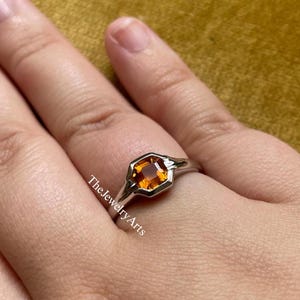 Beautiful Citrine Ring, Sterling Silver, Asscher Cut, Bridal Wedding Ring, November Birthstone Ring