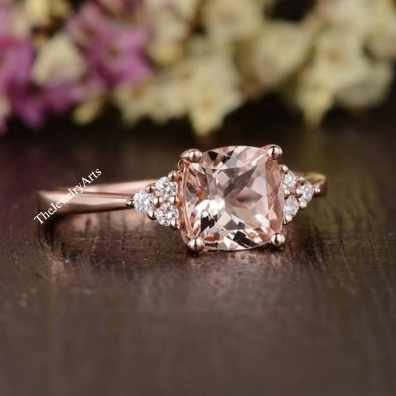 Peach Morganite Diamond Ring