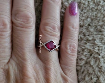 AAA+Ruby Promise Rings, July Birthstone Rings, Round Cut Red Stone, Sterling Silver Rings, Solitaire Ring