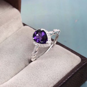 Genuine Amethyst Ring, Gemstone Amethyst, 925 Sterling Silver Ring, Vintage Ring, Fine Quality, Birthstone Ring, Promise Ring