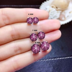 Beautiful Ruby Star Studs in 925 Sterling Silver Ruby Studs Earrings Lindy Star Earrings for Women