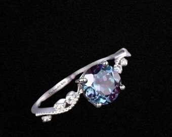 Vintage Alexandrit Verlobungsring Lila Alexandrit Ring Rose Gold Alexandrit Ring Sterling Silber Ring Art Deco Ring für Frauen 14k Ring