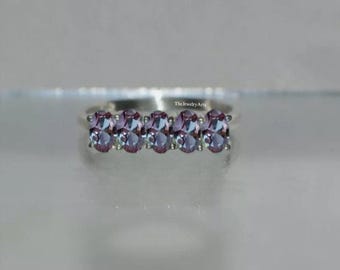 Alexandrite Ring Band Alexandrite Eternity Band 925 Sterling Silver Ring Half Eternity Alexandrite Band Wedding Band Stacking Ring
