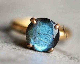 Labradorite Ring, Minimalist Ring, 925 Silver Ring, Dainty Ring, Midi Ring, Natural Labradorite, Blue Fire Labradorite, Women Ring, Gift Her