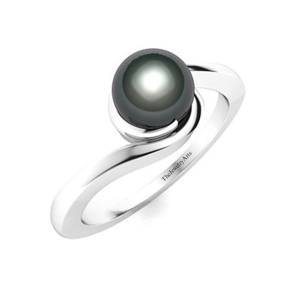 Bague Black Pearl/Argent massif 925/Bague de déclaration /Bague design élégante/Bague de fiançailles/Bague faite à la main/Symbole d’espoir Black Pearl Ring