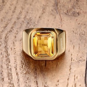 Golden Topaz Ring Vintage Ring Sterling Silver Ring-Yellow Gemstone Ring-November Birthstone Ring-Natural Golden Topaz Ring-Gifts For Men