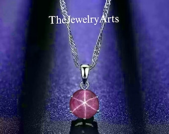 Pingente estrela rubi, colar estrela, prata esterlina 925, 6 pingentes rubi estrela cru, joias de prata feitas à mão, presente feminino para ela
