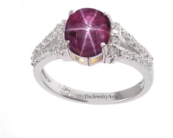 Genuine Star Ruby Ring, Women Ring, Handmade Ring,925 Sterling Silver Ring, Ruby Lindy Star Ring, Personalized Ring, Gift For Her.