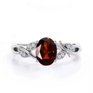 Genuine Garnet Ring, 925 Sterling Silver Ring, Birthstone Ring, January Birthstone Ring Red Garnet Ring, Women Ring, Silver Garnet Ring