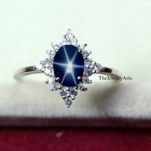 Blue Star Sapphire, 6 Rays Star, Mothers Day Gifts, 925 Sterling Silver, Lindy Star Sapphire, Star Gemstone, Star Sapphire Ring,