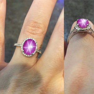 Genuine Star Ruby Ring, 925 Sterling Silver, Pink Star Ring Lindy Star Ruby Ring Handmade Ring Beautiful Rings Engagement Ring Women Gifts