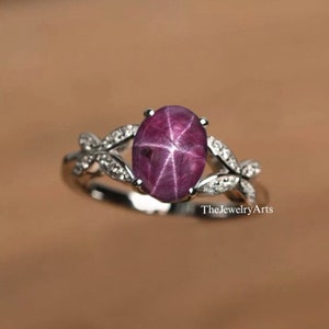 Elegant Star Ruby Ring, Sterling Silver Engagement Rings For Women, Birthstone Rings, Lindy Star Ring, Gift For Her