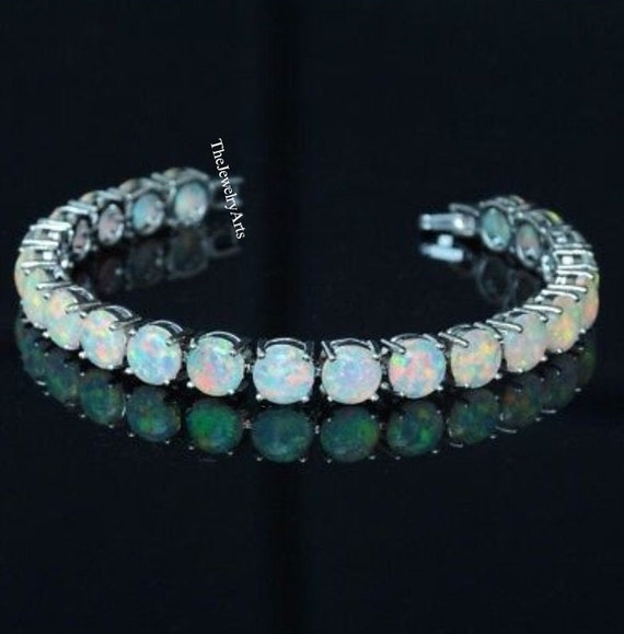 Natural opal tennis bracelet discount