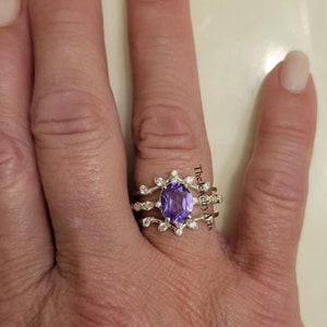 Vintage Alexandrite Engagement Ring Set Oval Cut Ring Silver Art Deco Alexandrite Wedding Ring Set for Women