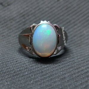 Opal Ring Men , Silver Ring, Dainty Opal Ring, Minimalist Ring, Stacking Ring, October Birthstone Ring, Gift for her