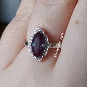 Alexandrite Ring, Birthstone Jewelry , Marquise Cut, Engagement Ring, June Birthstone, Color Changling Gems Ring