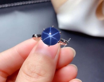 スターサファイアリング、スターリングシルバーにセットされた巨大な 