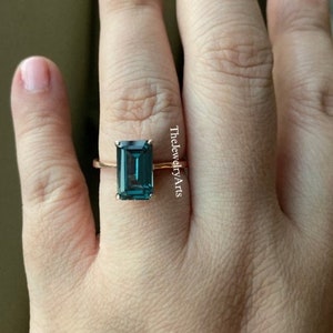 London Blue Topaz Wedding Ring Emerald Cut Halo Engagement Rings Solid Sterling Silver November Birthstone