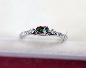Dedicated Mystic Topaz Ring/ Sterling Silver/ Genuine Mystic Topaz  Ring  Antique Mystic Ring Design for women Art Deco Ring