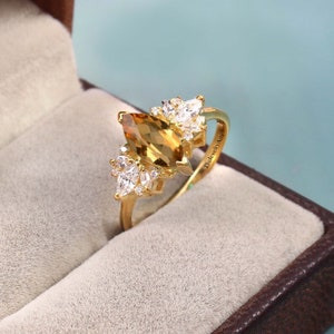 Natural Yellow Topaz Ring, 925 Sterling Silver Ring, Solid Silver Ring, November Birthstone Ring, Genuine Golden Topaz Ring Gifts For Woman