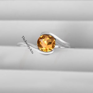 Golden Topaz Ring in Yellow Gemstone Ring 925 Sterling Silver Handmade Ring November Birthstone Ring. Solid Silver Ring Gifts For Women