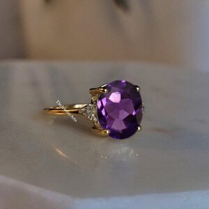 Dainty Amethyst Ring, Purple Amethyst Ring, Gemstone Jewelry Ring, 925 Sterling Silver, Oval Cut Amethyst, February Birthstone,Gift for Her
