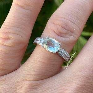 Oval Aquamarine Ring, March Birthstone, Sterling Silver, Oval Cut, Promise, Engagement Ring, Gift For Her
