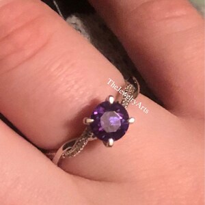 Vintage Amethyst Engagement Ring, Amethyst Ring For Women, Silver Minimalist Ring, Cut Stone Ring, Gift For Her, Valentines Day Gift