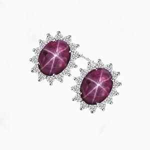 Genuine Ruby Star Studs Earrings for Bride Red Star Earrings in 925 Sterling Silver