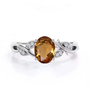 Oval Cut Yellow Topaz Ring, November Birthstone Ring, 925 Sterling Silver Unique Golden Topaz, Golden Topaz Wedding Ring