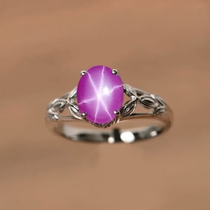 Beautiful Star Ruby Ring Sterling Silver / Lindy Star Ruby Ring Women Ring Dainty Ring Elegant Ring