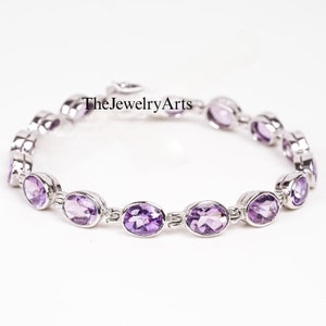 Alexandrite Bracelet, Wedding Bracelet, Color Changing Gemstone Sterling Silver Bracelet, June Birthstone Bracelet, Women Tennis Bracelet