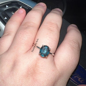 Teal Sapphire Ring, Oval Cut Teal Sapphire Ring, 925 Sterling Silver Ring, Sapphire Engagement Ring, Lab Grown Teal Sapphire Ring
