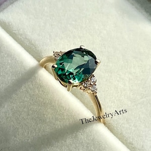 Dainty Green Amethyst Ring Oval Cut Prasiolite Rings 925 Sterling Silver February Birthstone Jewelry Anniversary Birthday Gift For Her