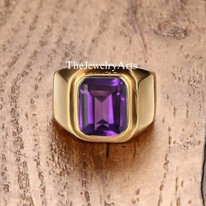 Amethyst Purple Ring, Handmade Ring, 925 Sterling Silver Ring, Natural Men Amethyst Simple Ring, February Birthstone Ring, Gift for Men