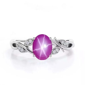 Genuine Star Ruby Ring, 925 Sterling Silver, Star Ruby Ring,  Lindy Star Ring, Star Gemstone Ring, Birthstone Gift