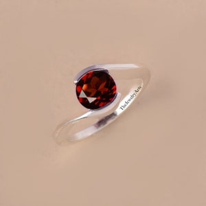 Genuine Garnet Ring, Wedding Garnet Ring, 925 Sterling Silver, Garnet Ring, January Birthstone, Solid Silver, Handmade Ring