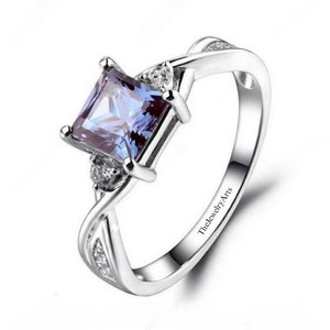 Vintage Alexandrite Ring, Silver Dainty Ring, Engagement Ring, Promise Ring, June Birthstone Ring, Anniversary Gift for Her, Promise Ring