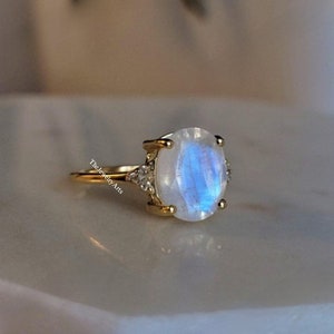 Rainbow Moonstone Ring • 24k Gold Filled • June Birthstone • Handmade Summer Jewelry • White Stone Ring • Perfect Ring for Women