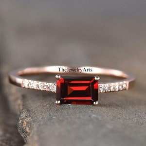 Natürlicher Granat Ring - 925 Sterling Silber Ring - Roter Edelstein Verlobungsring - Januar Birthstone - Jahrestagsgeschenk für sie