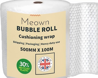 Meown Bubble Wrap 500mmx100m - Premium Quality Packaging Material for Shipping and Storage, Protect Your Goods with Ease