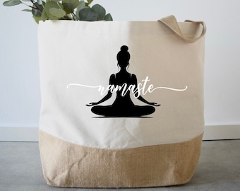 Jute bag | FIGURE | Yoga | Shoppers | Tote bag | personalized | Handmade