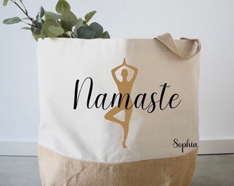 Jute bag | Yoga | Shoppers | Tote bag | personalized | Handmade