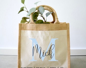 Jutebeutel | Newborn | Geburtsgeschenk |  Shopper | Tragetasche | personalisiert | Handmade