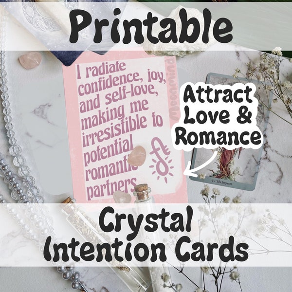 Love Crystal Magick Cards : Grimoire - Printable Crystal Altar Mat Romance Crystal Grid Crystal Spell for Abundance Moonminds Digital Download